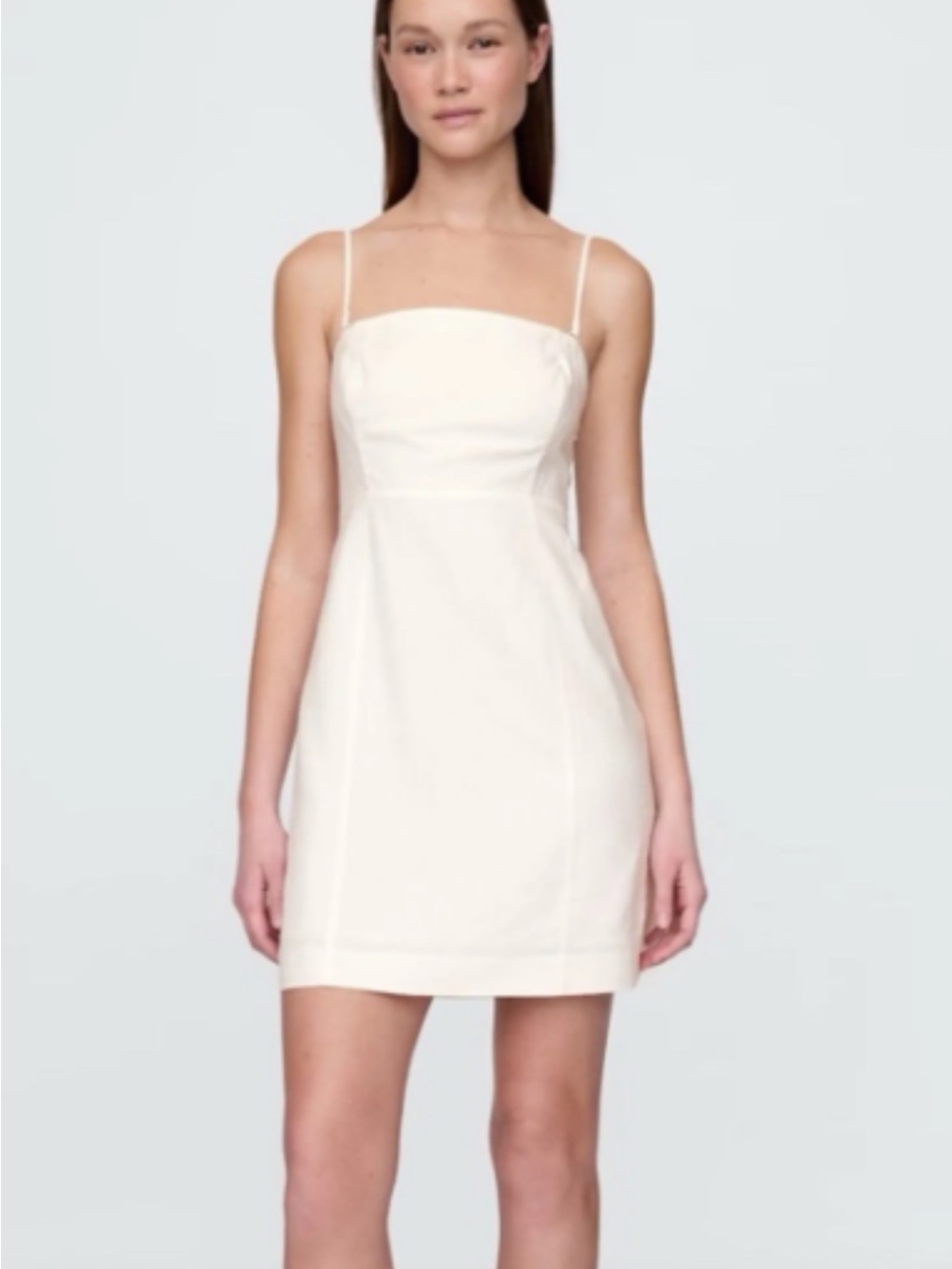 GAP Cream Square-Neck Spaghetti-Strap Mini Dress